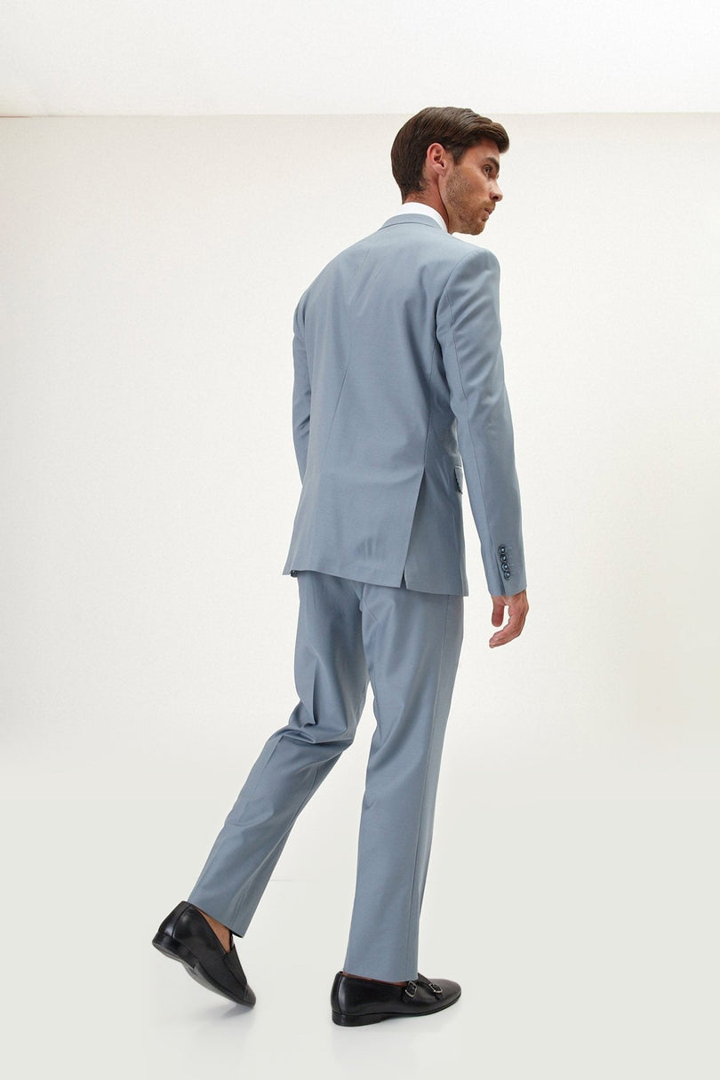 Super 120s Merino Wool Double-Breasted Suit - Cool Grey