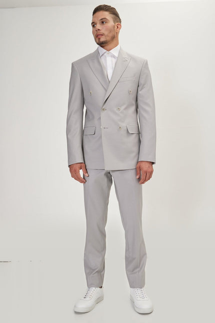 Super 120s Merino Wool Double-Breasted Suit - Smoke Grey