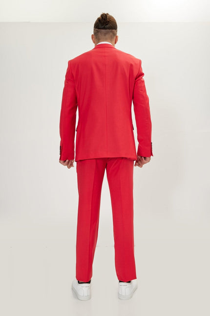Super 120s Merino Wool Double-Breasted Suit - Valentine Red