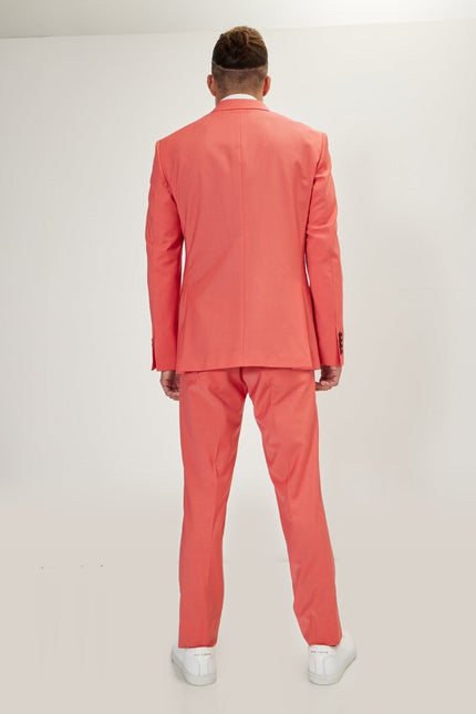 Super 120s Merino Wool Double-Breasted Suit - Salmon