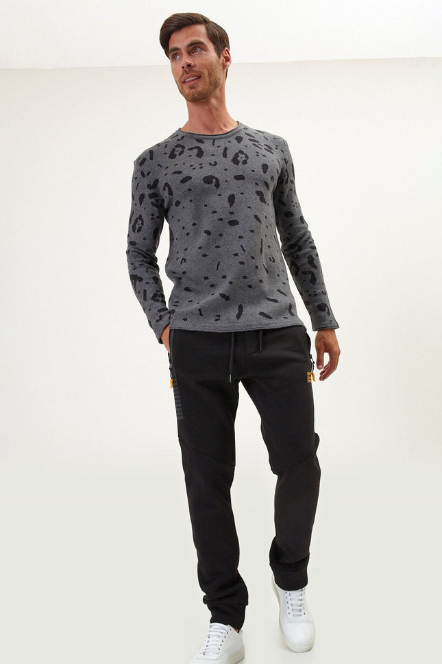 Animal Print Sweater - Anthracite Black