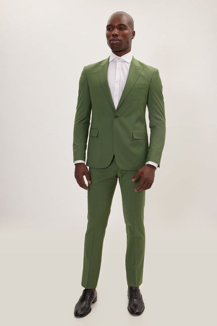 Super 120s Merino Wool Single-Breasted Suit - Kale Green