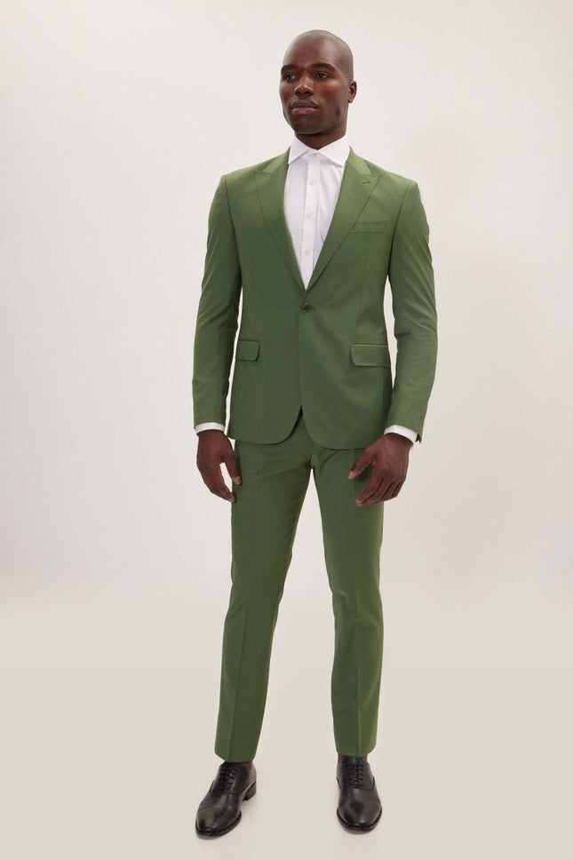 Super 120s Merino Wool Single-Breasted Suit - Kale Green
