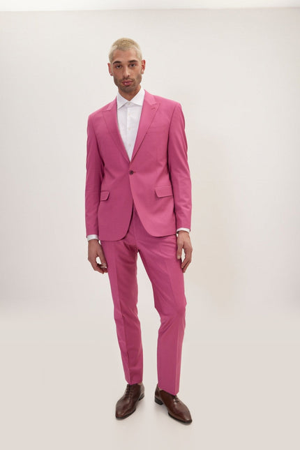 Super 120s Merino Wool Single-Breasted Suit - Raspberry Pinkish Red