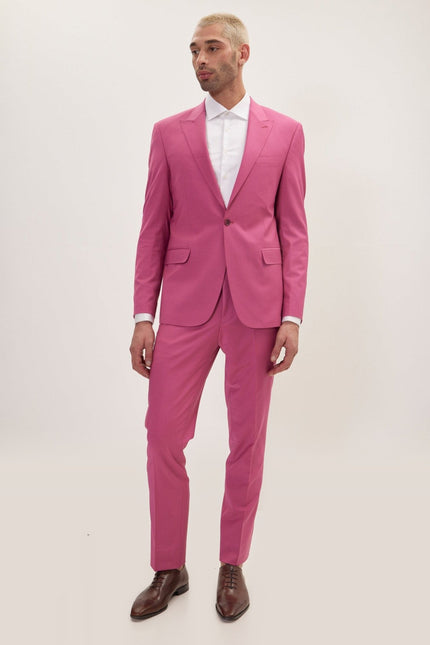Super 120s Merino Wool Single-Breasted Suit - Raspberry Pinkish Red