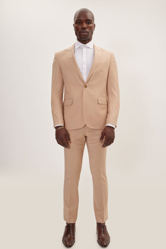 Super 120s Merino Wool Single-Breasted Suit - Tan