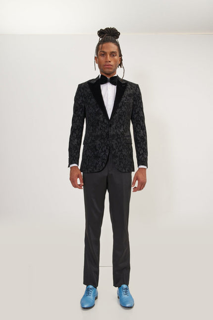 Metallic Snake Tuxedo Jacket - Black