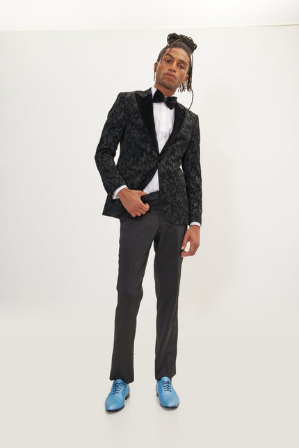 Metallic Snake Tuxedo Jacket - Black