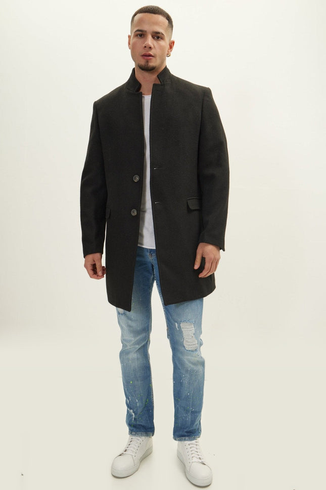 Wool Blend Peacoat - Black