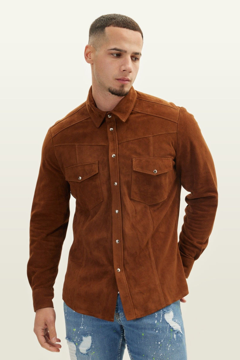 Genuine Suede Leather Fitted Shirt