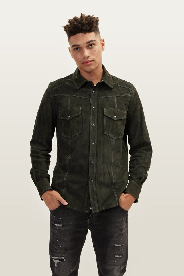 Lambskin Suede Shirt - Khaki
