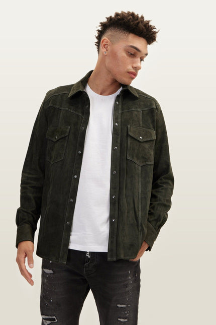 Lambskin Suede Shirt - Khaki