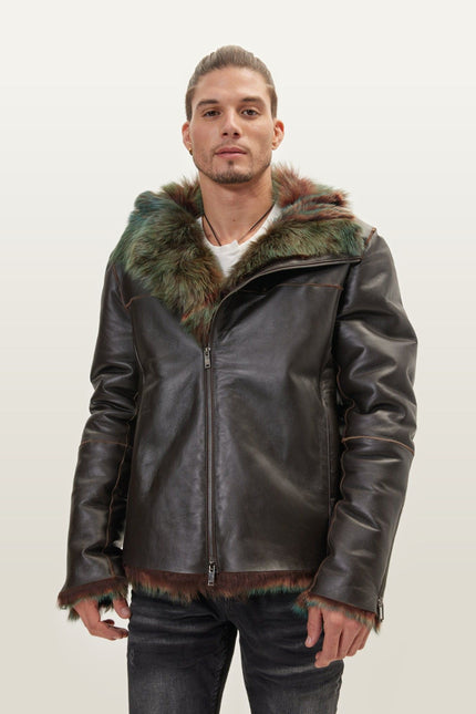 Reversible Toscana Shearling Bomber Jacket - Dark Brown