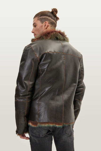 Reversible Toscana Shearling Bomber Jacket - Dark Brown