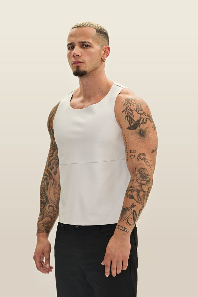 Lambskin Leather Tank Top - White