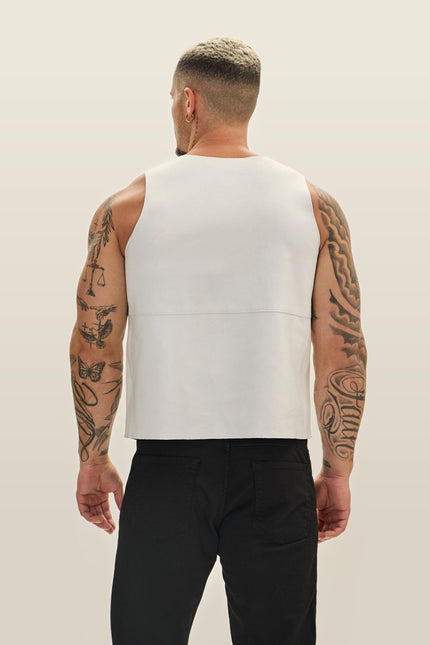 Lambskin Leather Tank Top - White