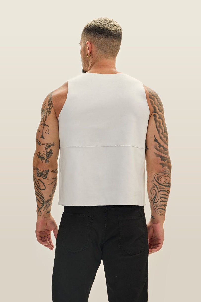 Lambskin Leather Tank Top - White