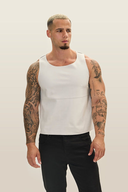 Lambskin Leather Tank Top - White