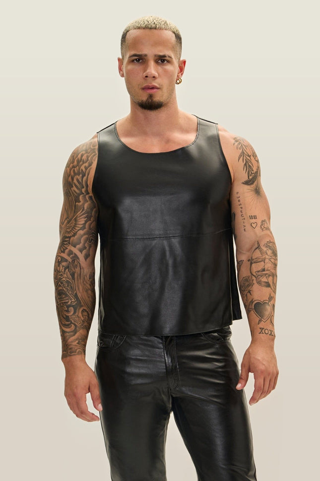 Lambskin Leather Tank Top - Black
