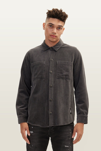 Slim Cotton Shirt Jacket - Anthracite