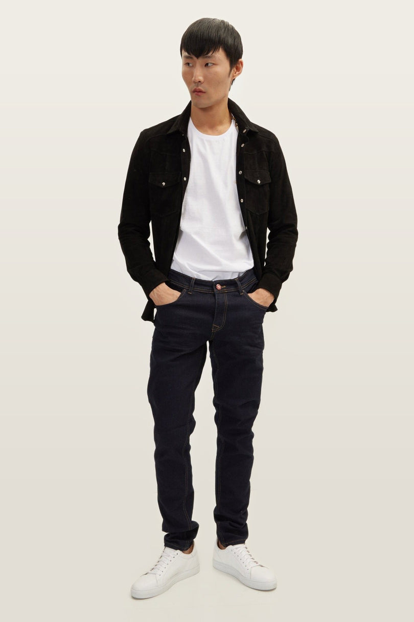 Lambskin Suede Shirt - Black