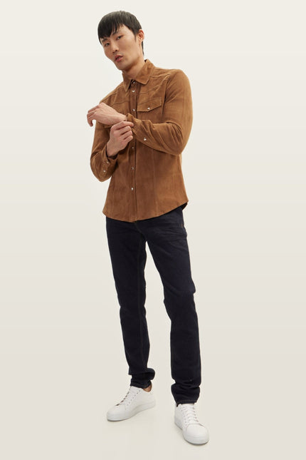 Lambskin Suede Shirt - Camel