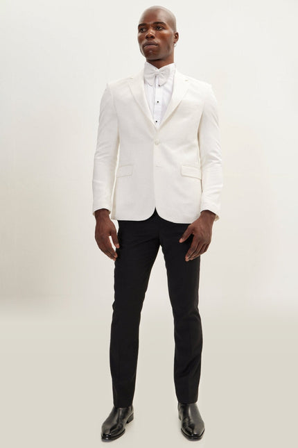 Jacquard Notch Lapel Dinner Jacket - White
