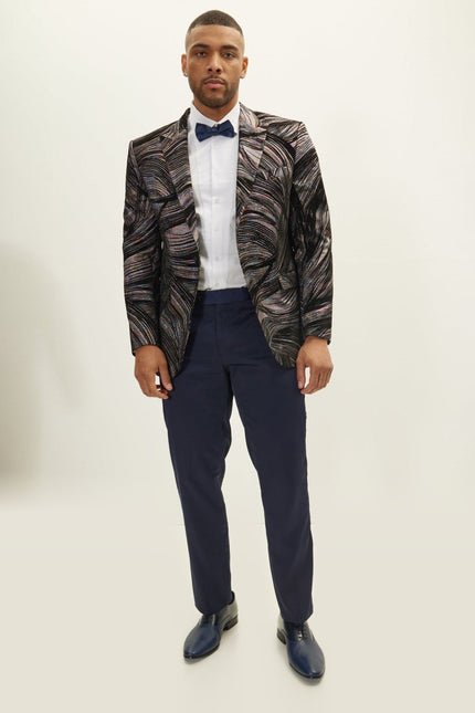 Floral Peak Lapel Tuxedo Jacket - Rainbow