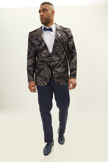 Floral Peak Lapel Tuxedo Jacket - Rainbow