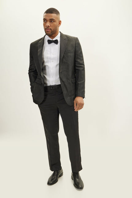 Peak Lapel Tuxedo Jacket - Oriental Jacquard Black