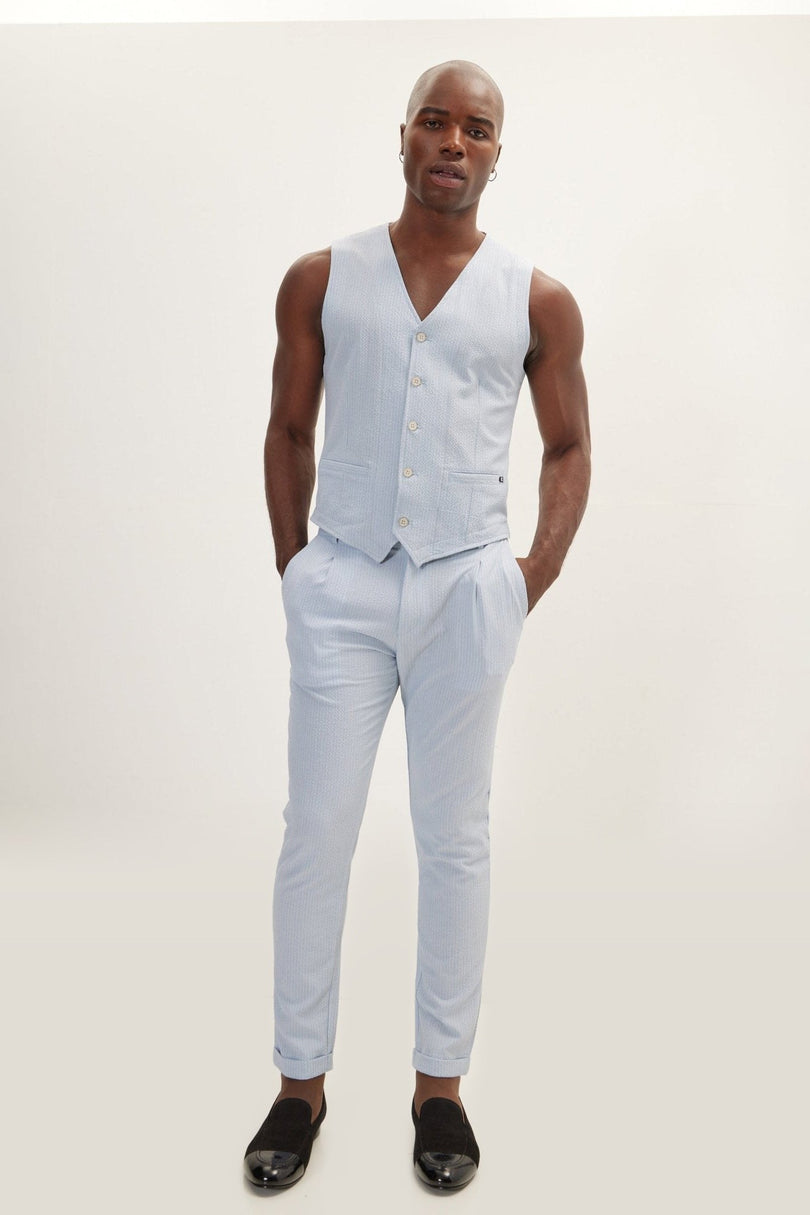 Lightweight Pinstripe Casual Pants - Blue