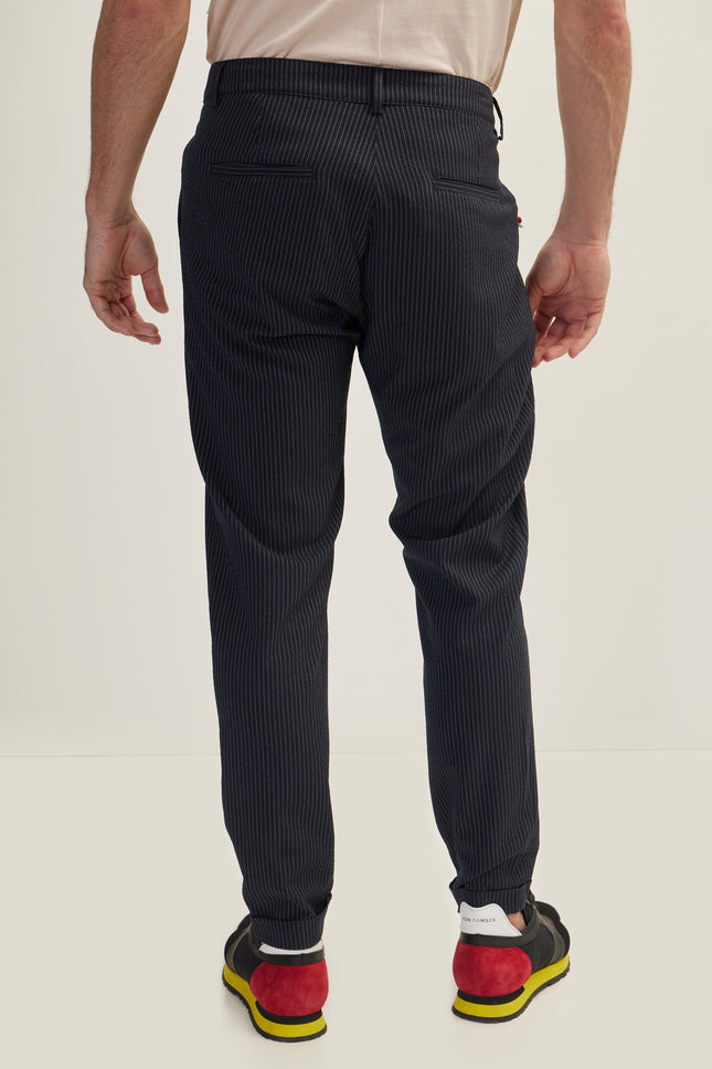 Lightweight Pinstripe Casual Pants - Navy