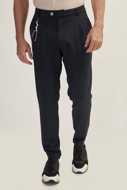 Lightweight Pinstripe Casual Pants - Navy