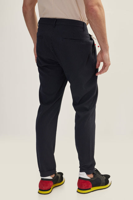 Lightweight Pinstripe Casual Pants - Navy