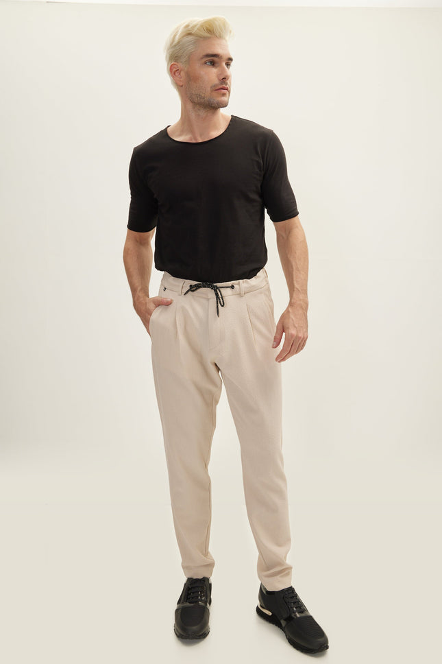 Tailored Drawstring Pants - Stone