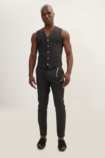 Five Button Vest - Black