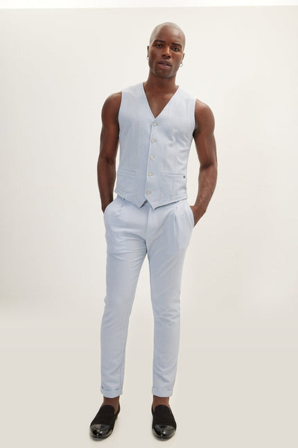 Five Button Vest - Blue
