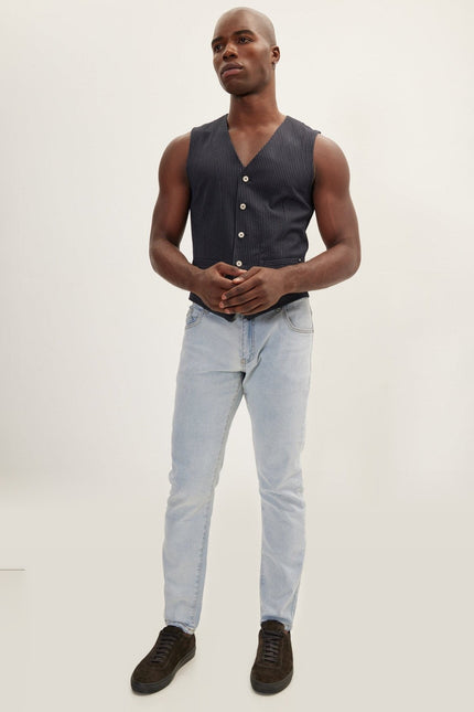 Five Button Vest - Navy