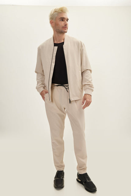 Waffle Stretch Beach Day Bomber Jacket - Stone
