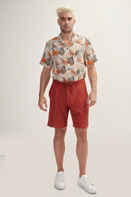 Waffle Drawstring Shorts - Tile