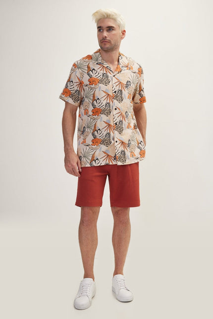 Floral Camp Collar Shirt - Orange