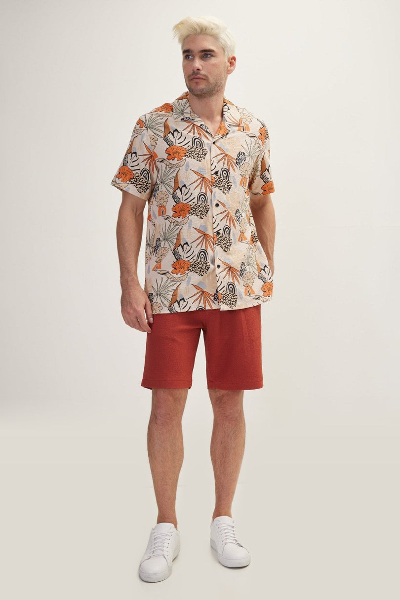 Floral Camp Collar Shirt - Orange