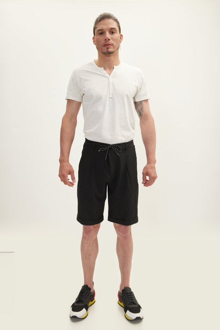 Drawstring Cotton Shorts - Black