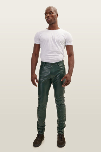 Lambskin Leather Pants - Green