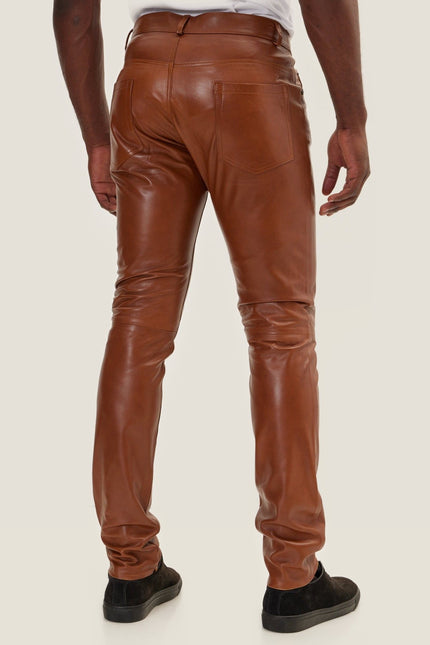 Lambskin Leather Pants - Brown