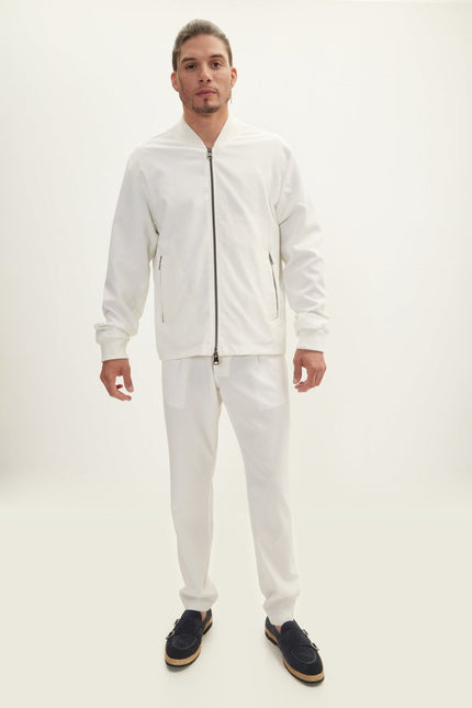 Waffle Stretch Beach Day Bomber Jacket - Off-White