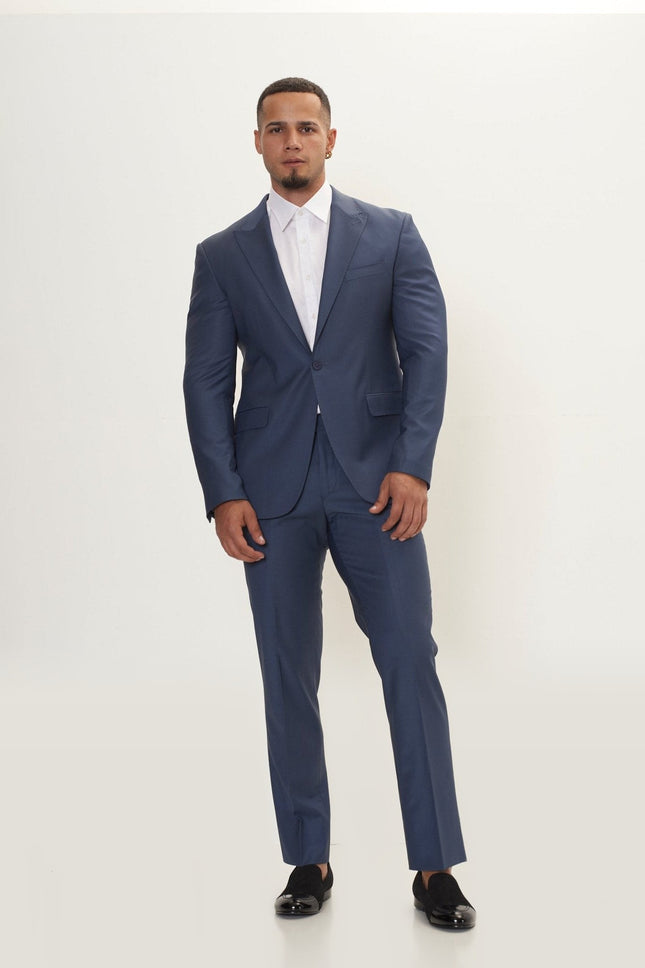 Super 120s Merino Wool Double-Breasted Suit - Dark Petrol Blue