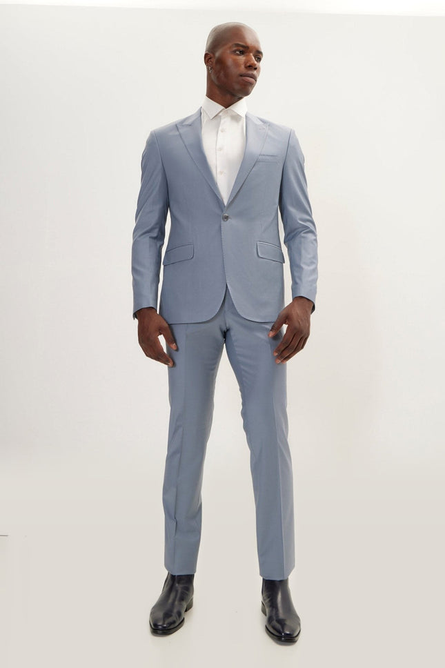 Super 120s Merino Wool Double-Breasted Suit - Cool Grey
