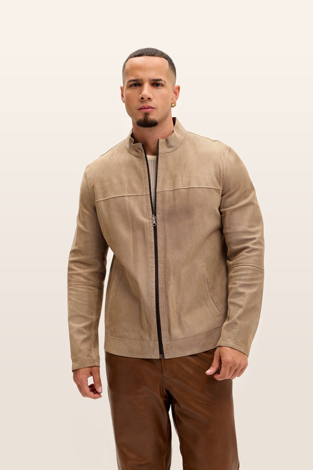 Reversible Suede & Leather Jacket - Beige/Brown