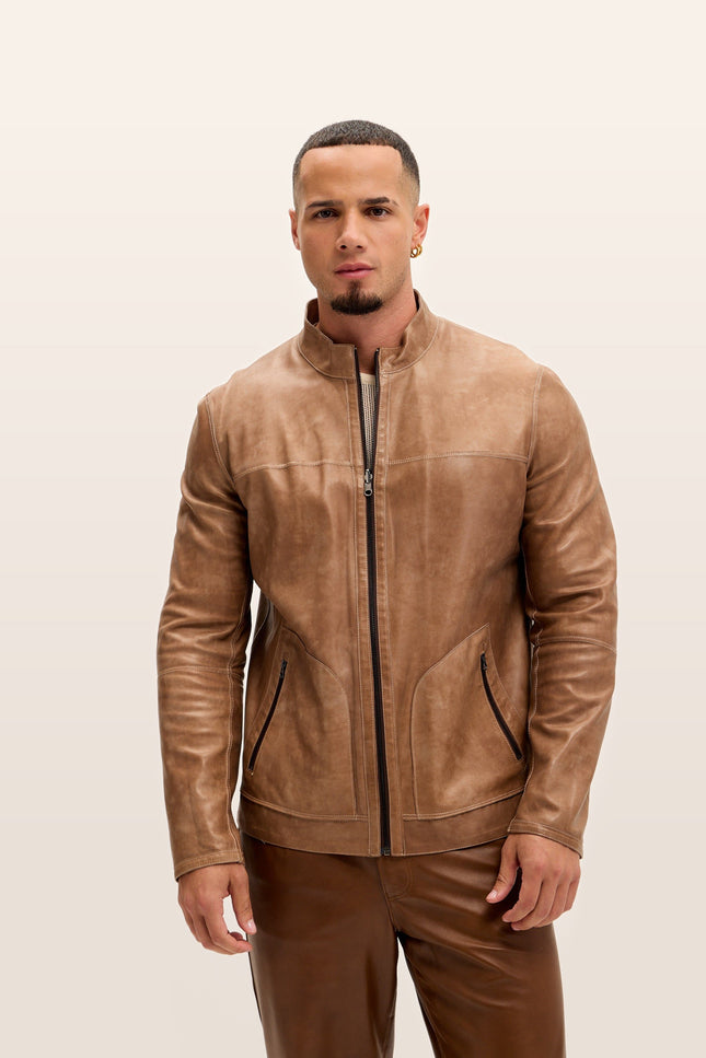 Reversible Suede & Leather Jacket - Beige/Brown